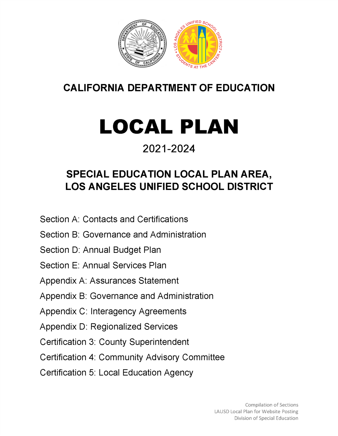 LAUSD Local Plan Cover Page Image